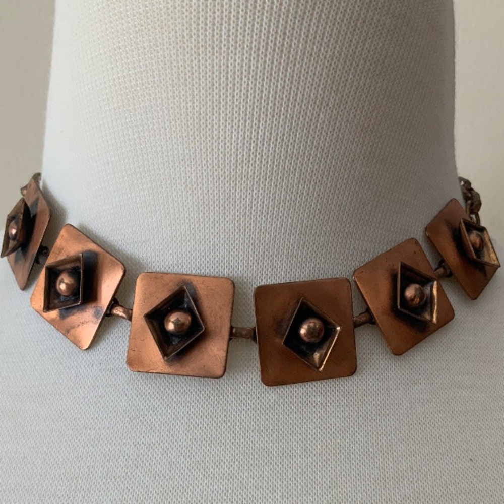 Vintage Copper Modern Abstract Choker Necklace
